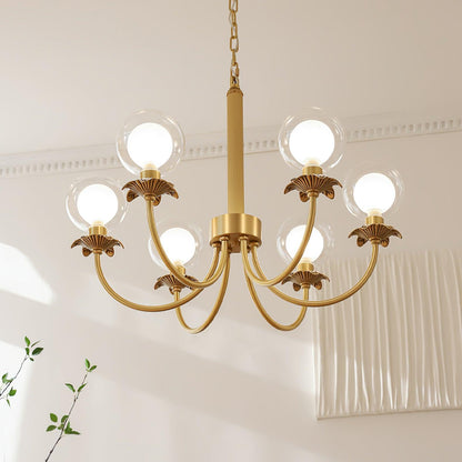 Aureate Radiance Glass Chandelier - Elegant Design, Adjustable Height