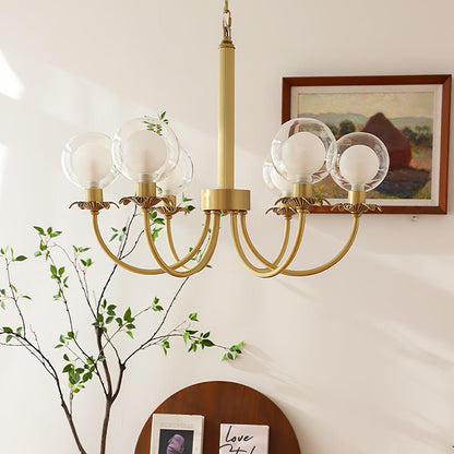 Aureate Radiance Glass Chandelier - Elegant Design, Adjustable Height