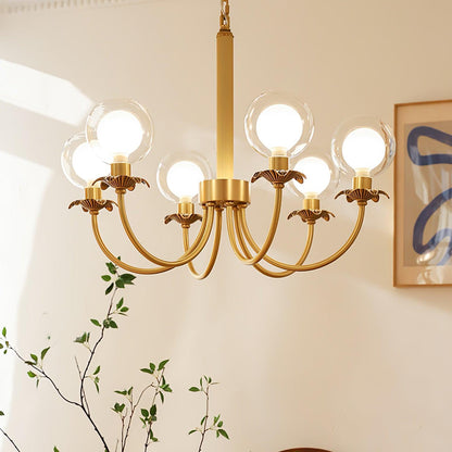 Aureate Radiance Glass Chandelier - Elegant Design, Adjustable Height