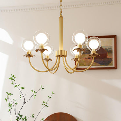 Aureate Radiance Glass Chandelier - Elegant Design, Adjustable Height