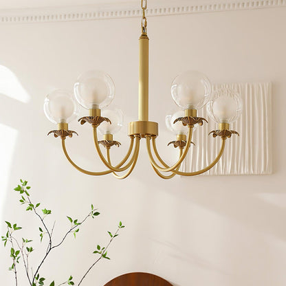 Aureate Radiance Glass Chandelier - Elegant Design, Adjustable Height