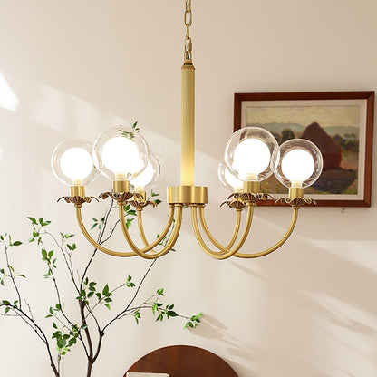 Aureate Radiance Glass Chandelier - Elegant Design, Adjustable Height