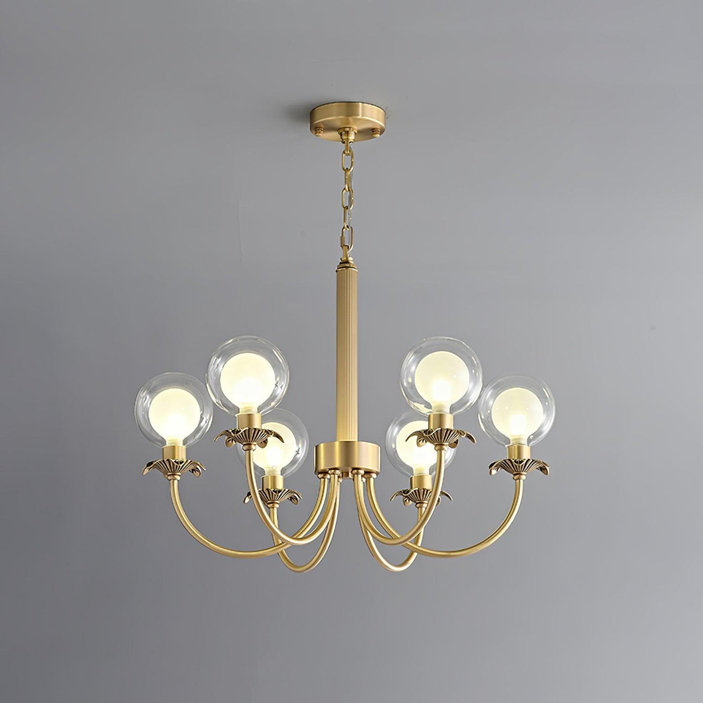 Aureate Radiance Glass Chandelier - Elegant Design, Adjustable Height
