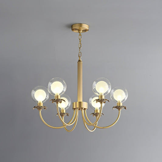 Aureate Radiance Glass Chandelier - Elegant Design, Adjustable Height