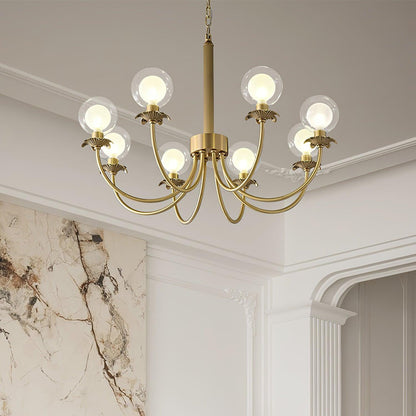 Aureate Radiance Glass Chandelier - Elegant Design, Adjustable Height