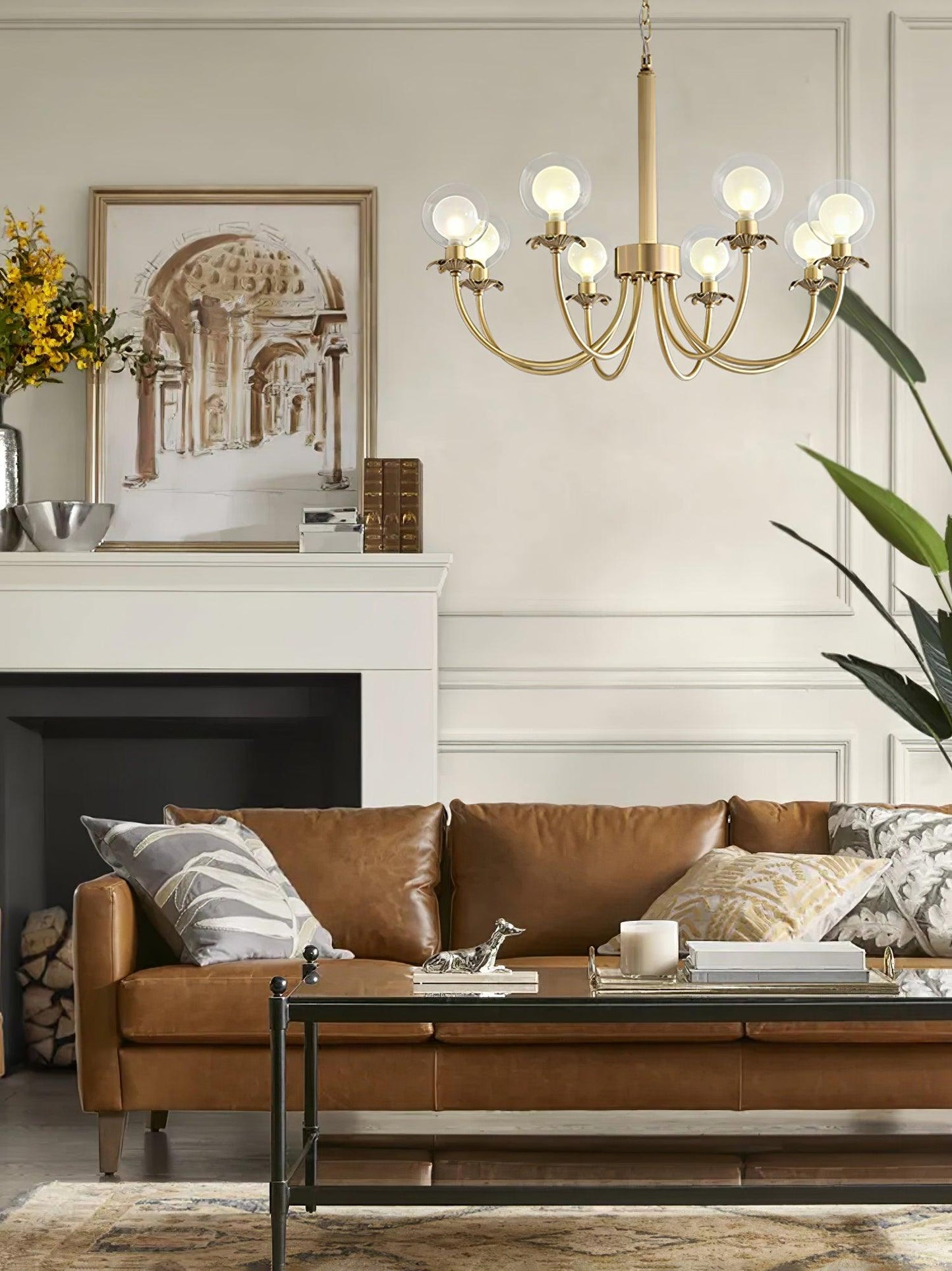 Aureate Radiance Glass Chandelier - Elegant Design, Adjustable Height