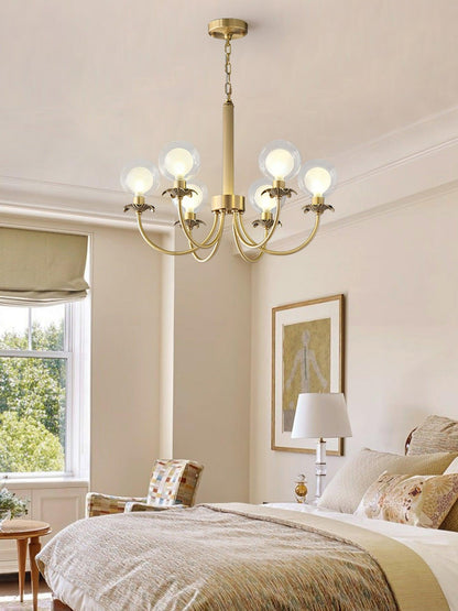 Aureate Radiance Glass Chandelier - Elegant Design, Adjustable Height