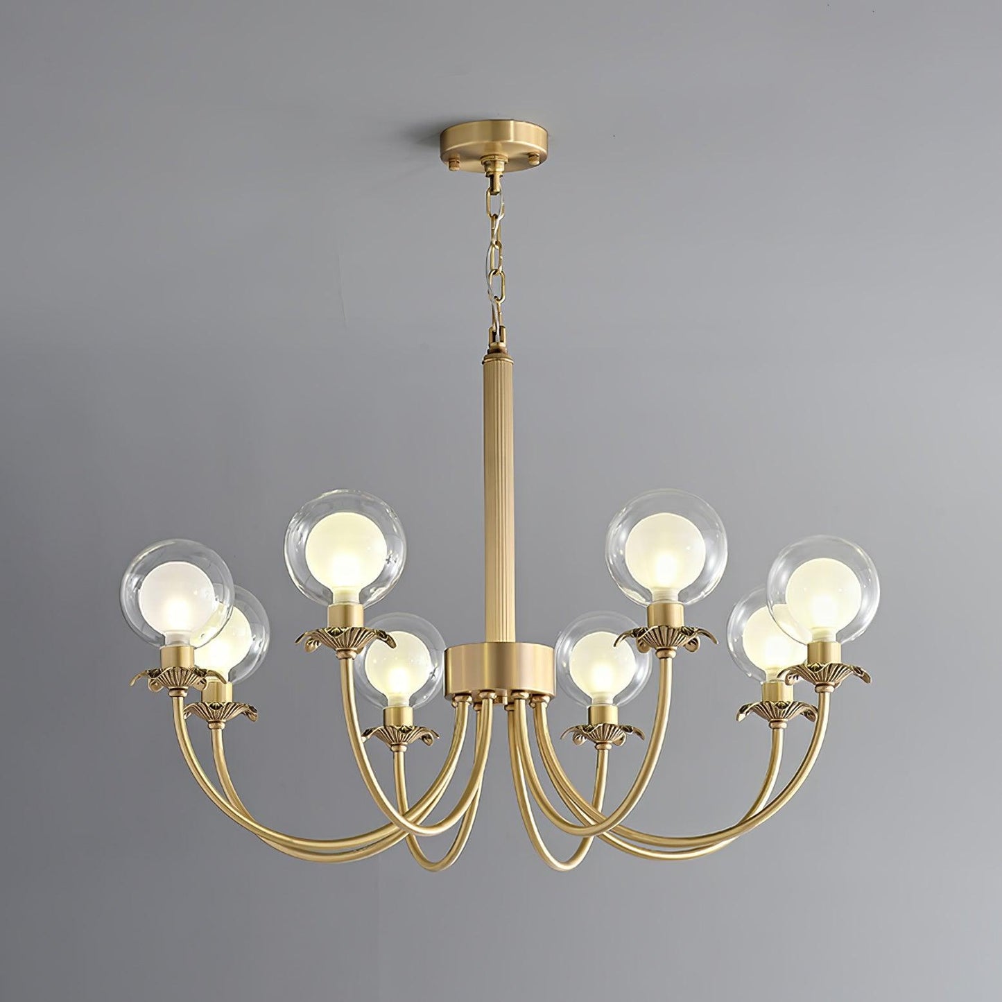 Aureate Radiance Glass Chandelier - Elegant Design, Adjustable Height