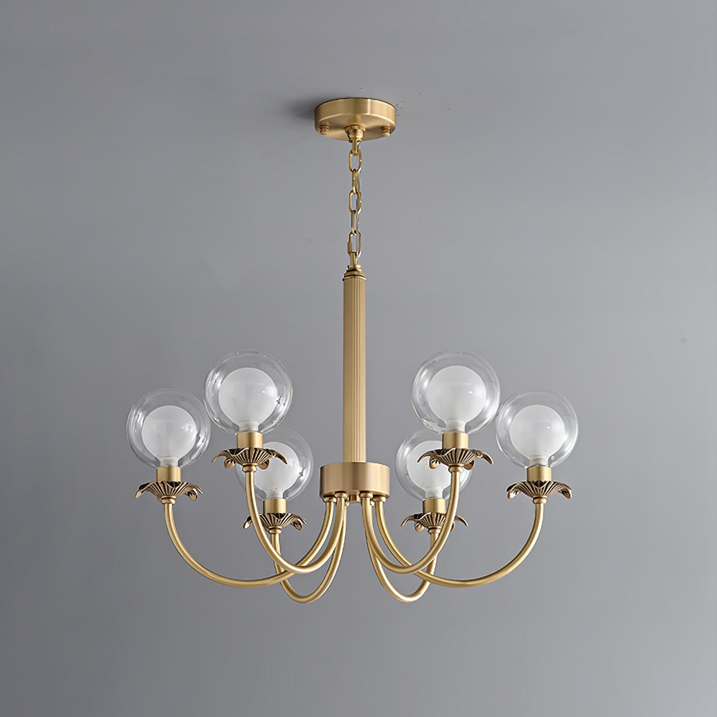 Aureate Radiance Glass Chandelier - Elegant Design, Adjustable Height