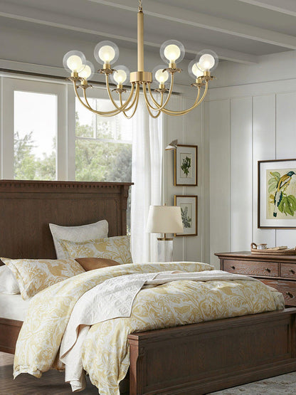 Aureate Radiance Glass Chandelier - Elegant Design, Adjustable Height