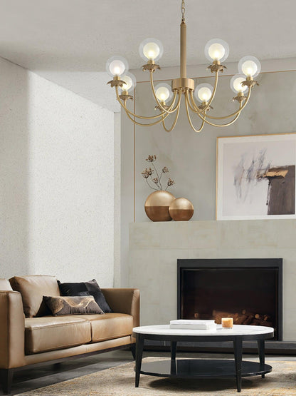 Aureate Radiance Glass Chandelier - Elegant Design, Adjustable Height