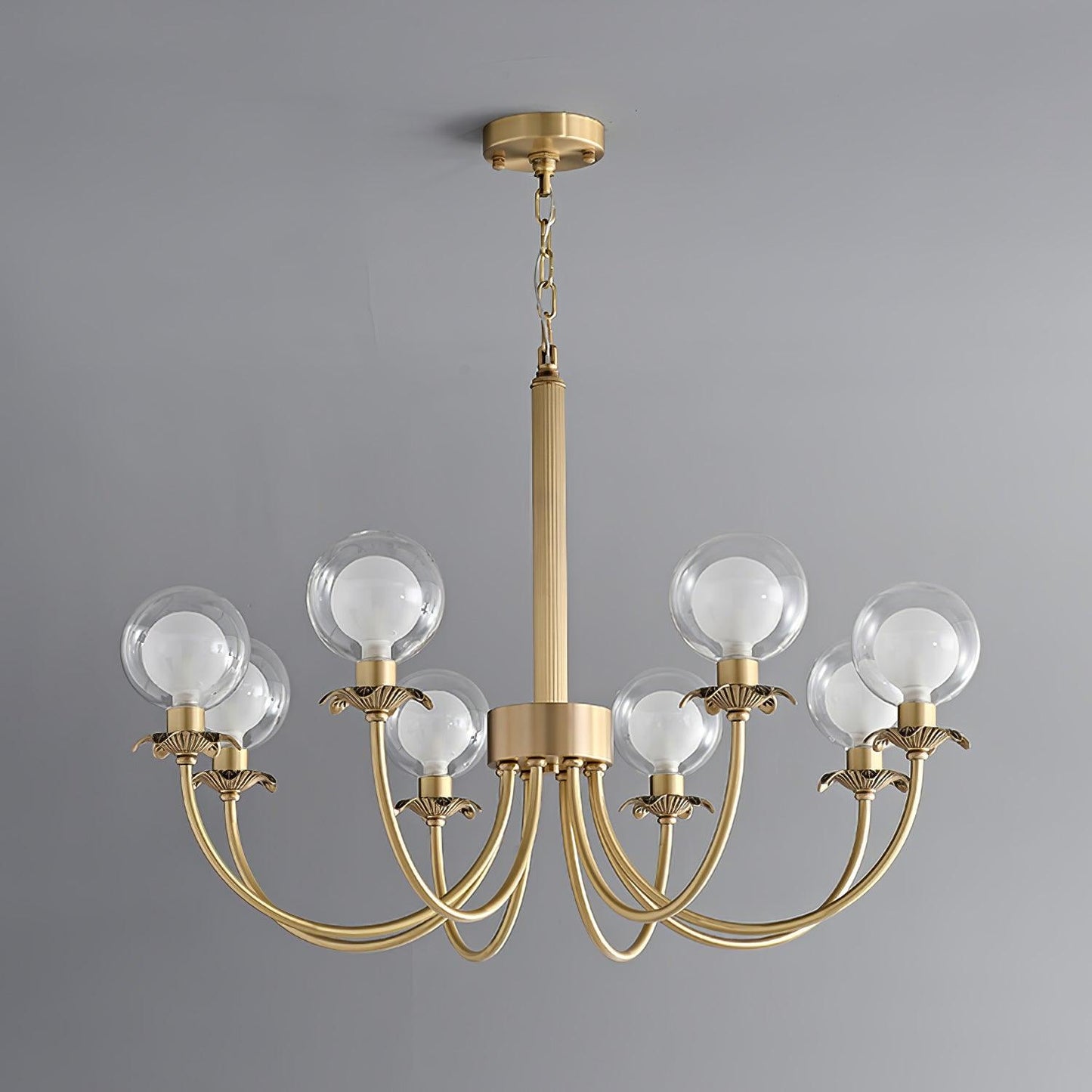 Aureate Radiance Glass Chandelier - Elegant Design, Adjustable Height