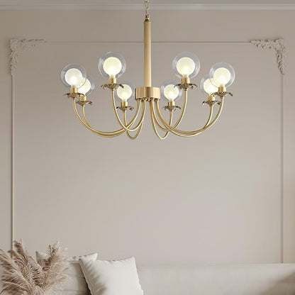 Aureate Radiance Glass Chandelier - Elegant Design, Adjustable Height