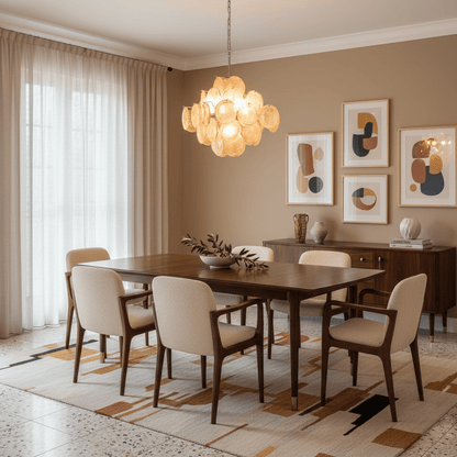 Aurelia Apricot Glass Chandelier - Elegant Design, Adjustable Height