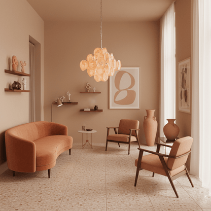 Aurelia Apricot Glass Chandelier - Elegant Design, Adjustable Height