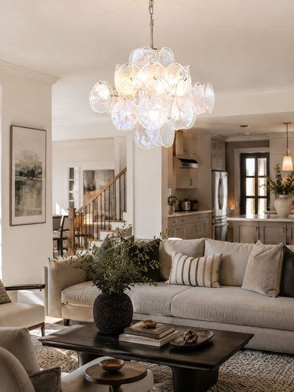 Aurelia Iridescent Glass Chandelier - Elegant Design with Adjustable H