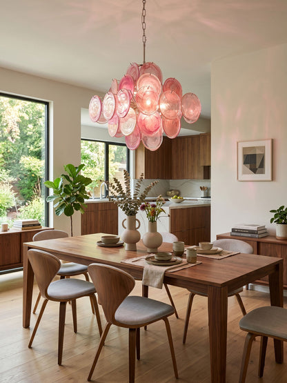 Aurelia Pink Glass Chandelier - Elegant Design with Adjustable Height