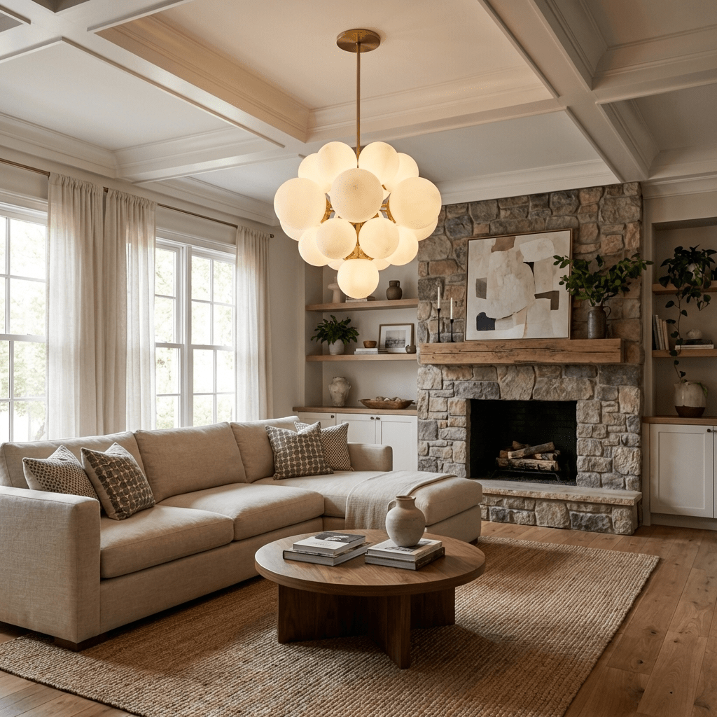 Aurelia Alabaster Cluster Chandelier - Elegant Design, Adjustable Heig