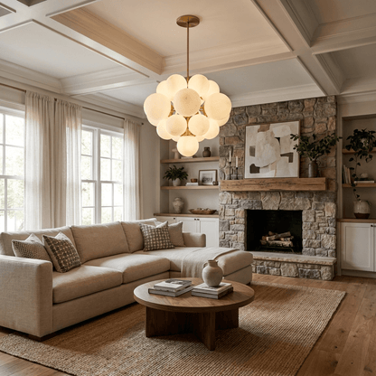 Aurelia Alabaster Cluster Chandelier - Elegant Design, Adjustable Heig