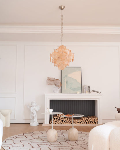 Aurelia Apricot Glass Chandelier - Elegant Design, Adjustable Height
