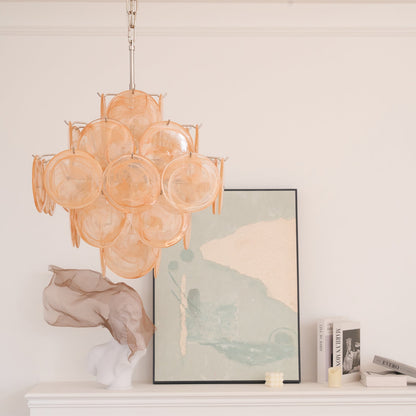 Aurelia Apricot Glass Chandelier - Elegant Design, Adjustable Height