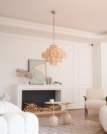 Aurelia Apricot Glass Chandelier - Elegant Design, Adjustable Height