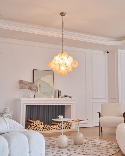 Aurelia Apricot Glass Chandelier - Elegant Design, Adjustable Height