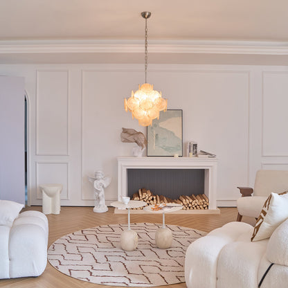 Aurelia Apricot Glass Chandelier - Elegant Design, Adjustable Height