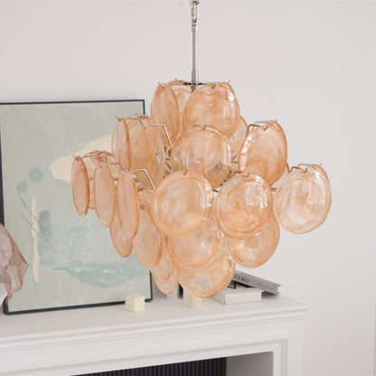 Aurelia Apricot Glass Chandelier - Elegant Design, Adjustable Height
