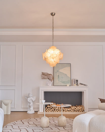 Aurelia Apricot Glass Chandelier - Elegant Design, Adjustable Height