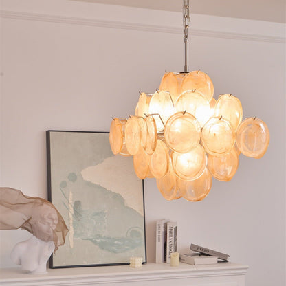 Aurelia Apricot Glass Chandelier - Elegant Design, Adjustable Height