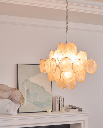 Aurelia Apricot Glass Chandelier - Elegant Design, Adjustable Height