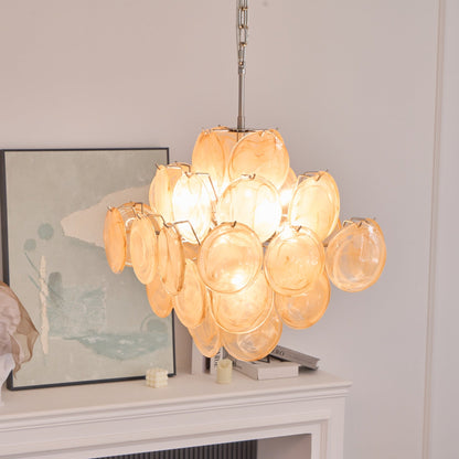 Aurelia Apricot Glass Chandelier - Elegant Design, Adjustable Height