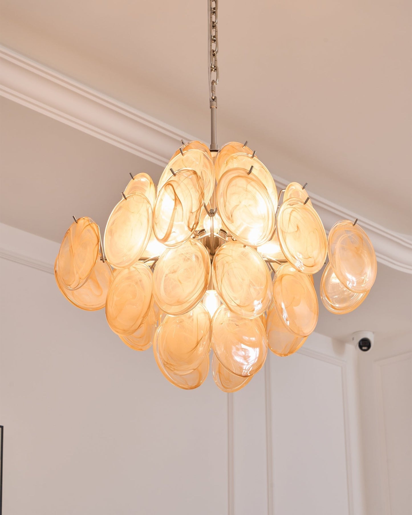 Aurelia Apricot Glass Chandelier - Elegant Design, Adjustable Height