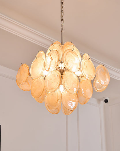 Aurelia Apricot Glass Chandelier - Elegant Design, Adjustable Height