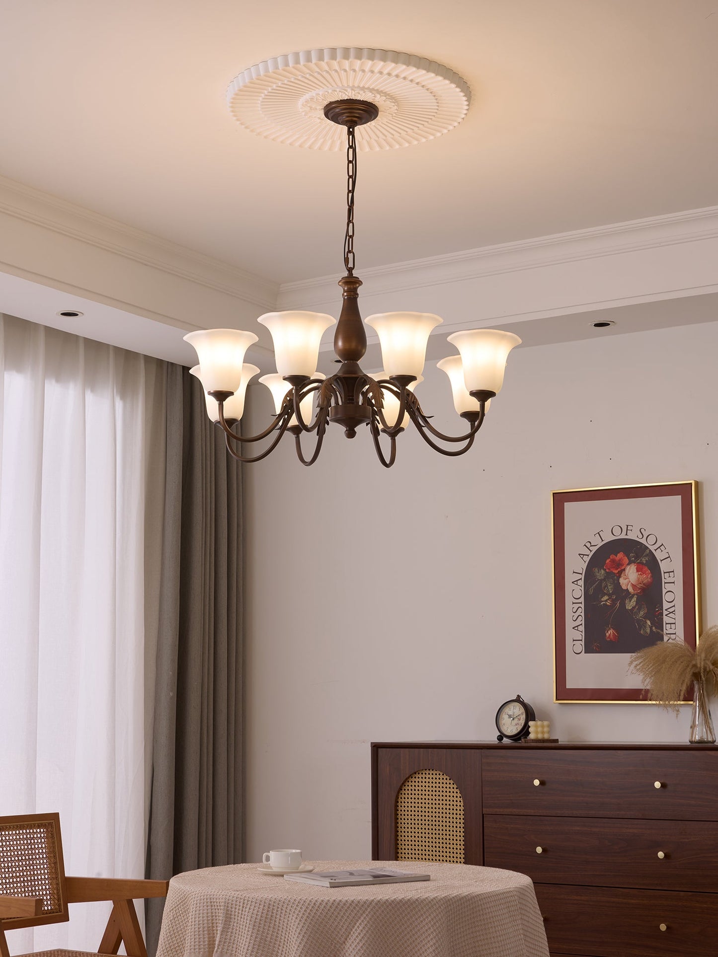 Aurelia Fleur Chandelier - Elegant Design with Adjustable Height & LED