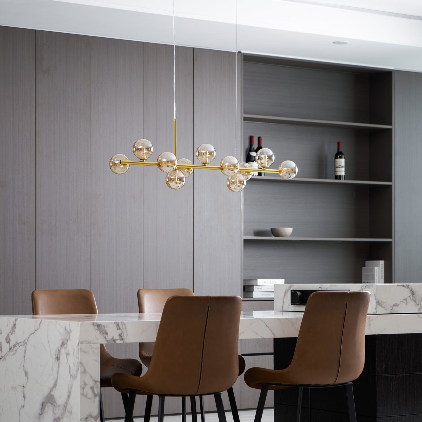 Aurelia Globe Chandelier - Modern Design with Adjustable Height & LED