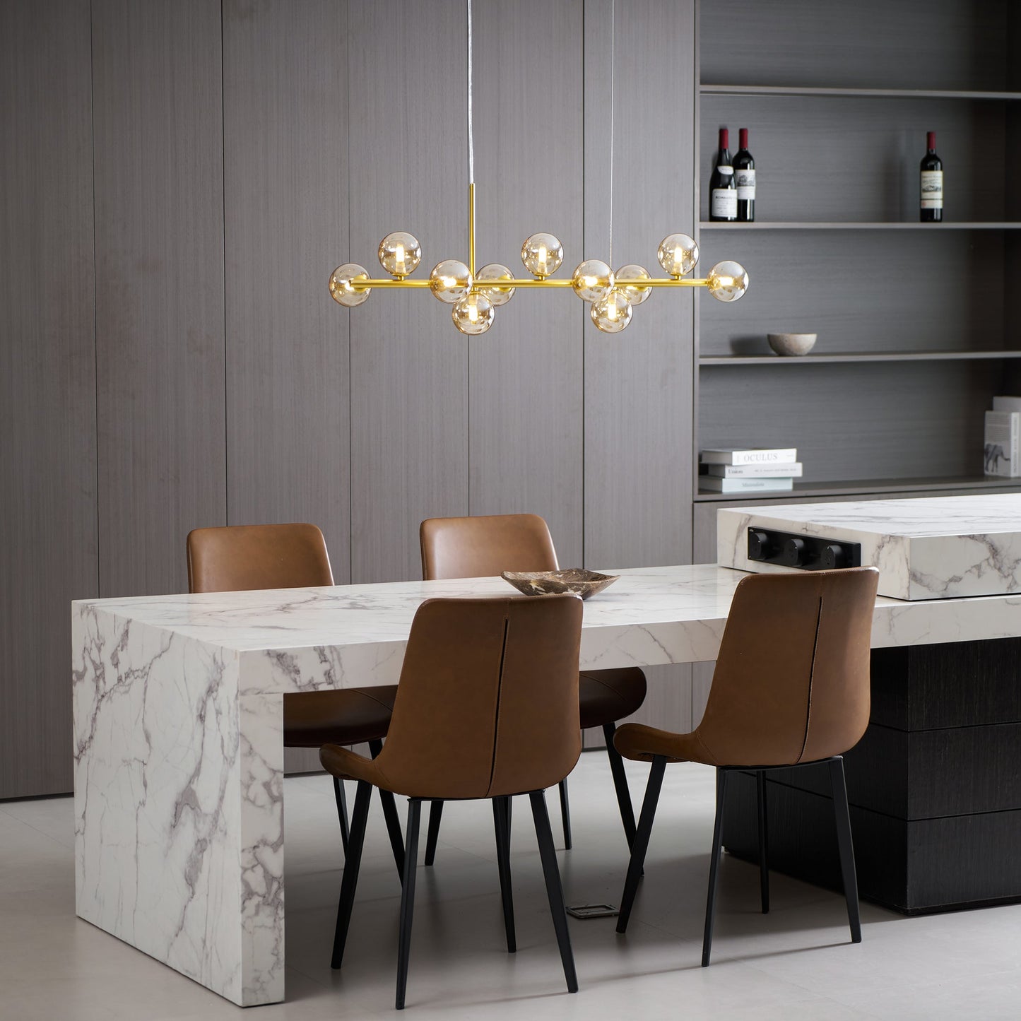 Aurelia Globe Chandelier - Modern Design with Adjustable Height & LED