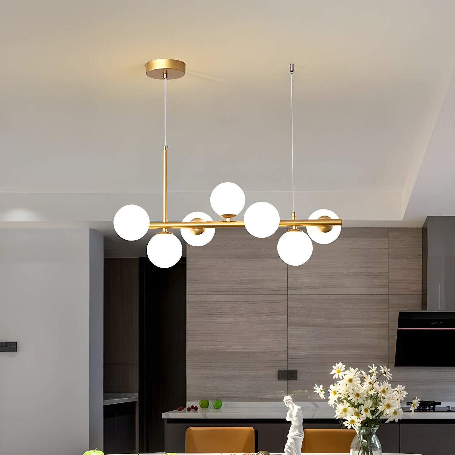 Aurelia Globe Chandelier - Modern Design with Adjustable Height & LED
