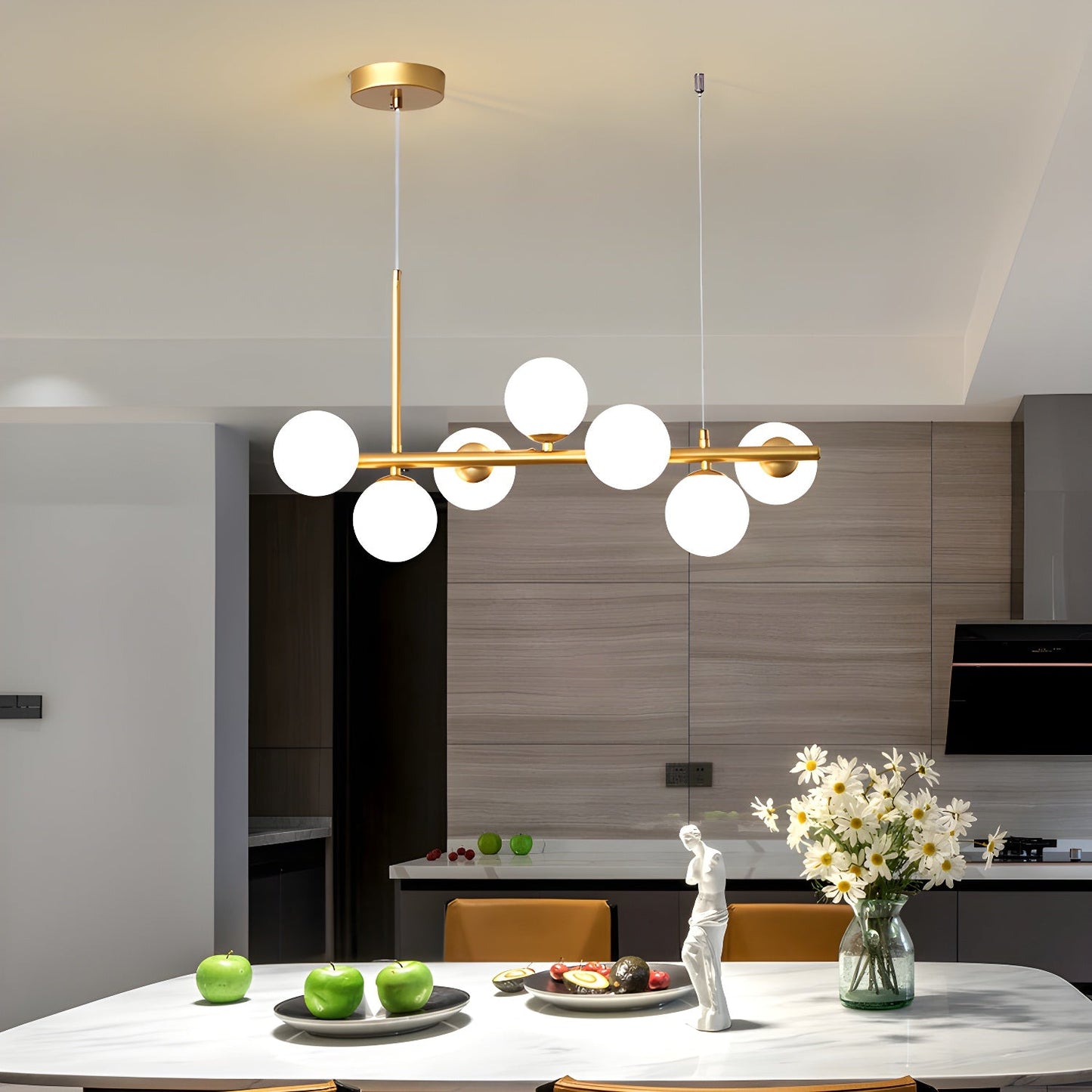 Aurelia Globe Chandelier - Modern Design with Adjustable Height & LED