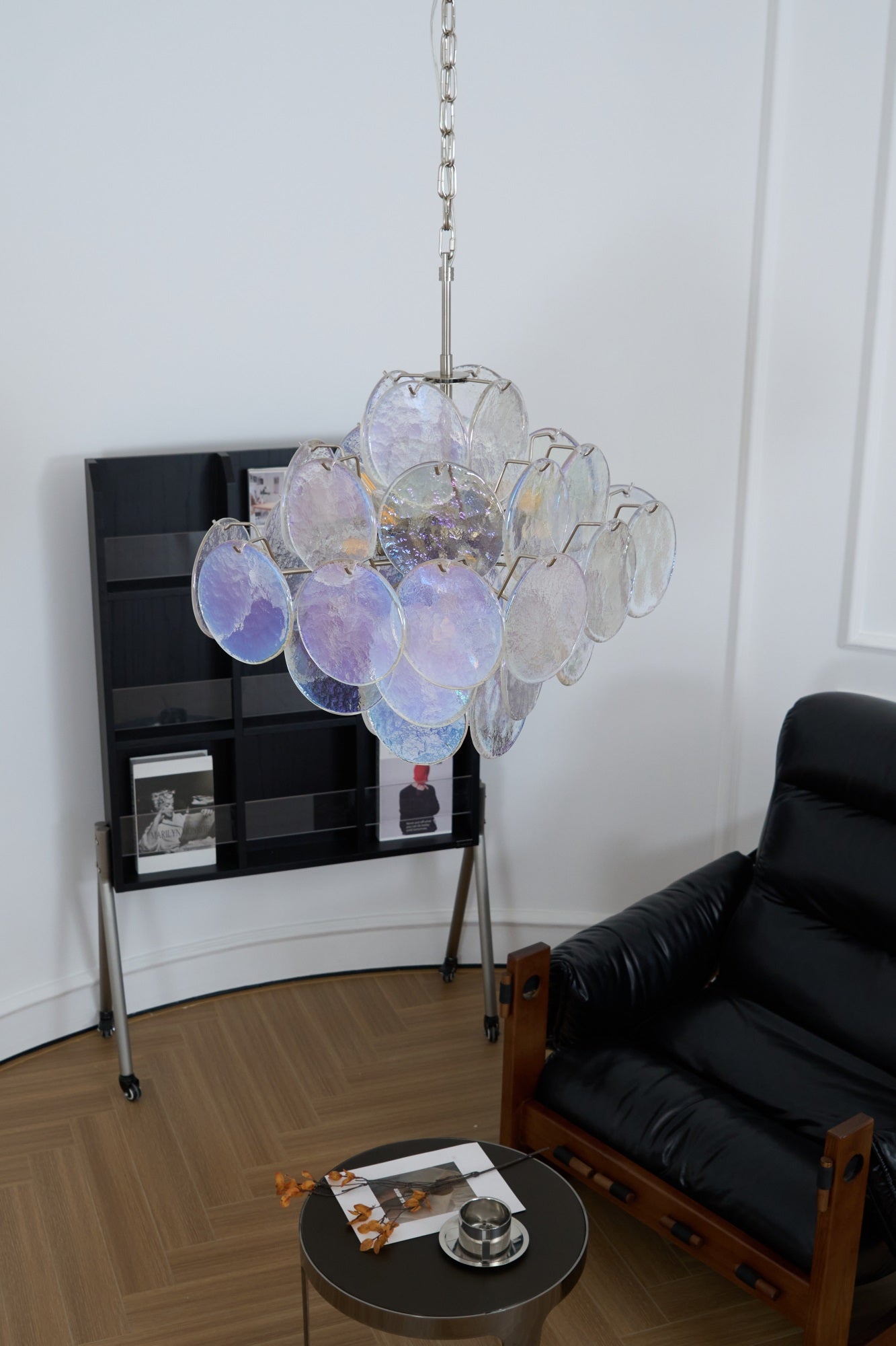 Aurelia Iridescent Glass Chandelier - Elegant Design with Adjustable H