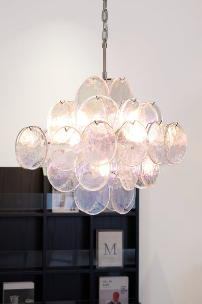 Aurelia Iridescent Glass Chandelier - Elegant Design with Adjustable H