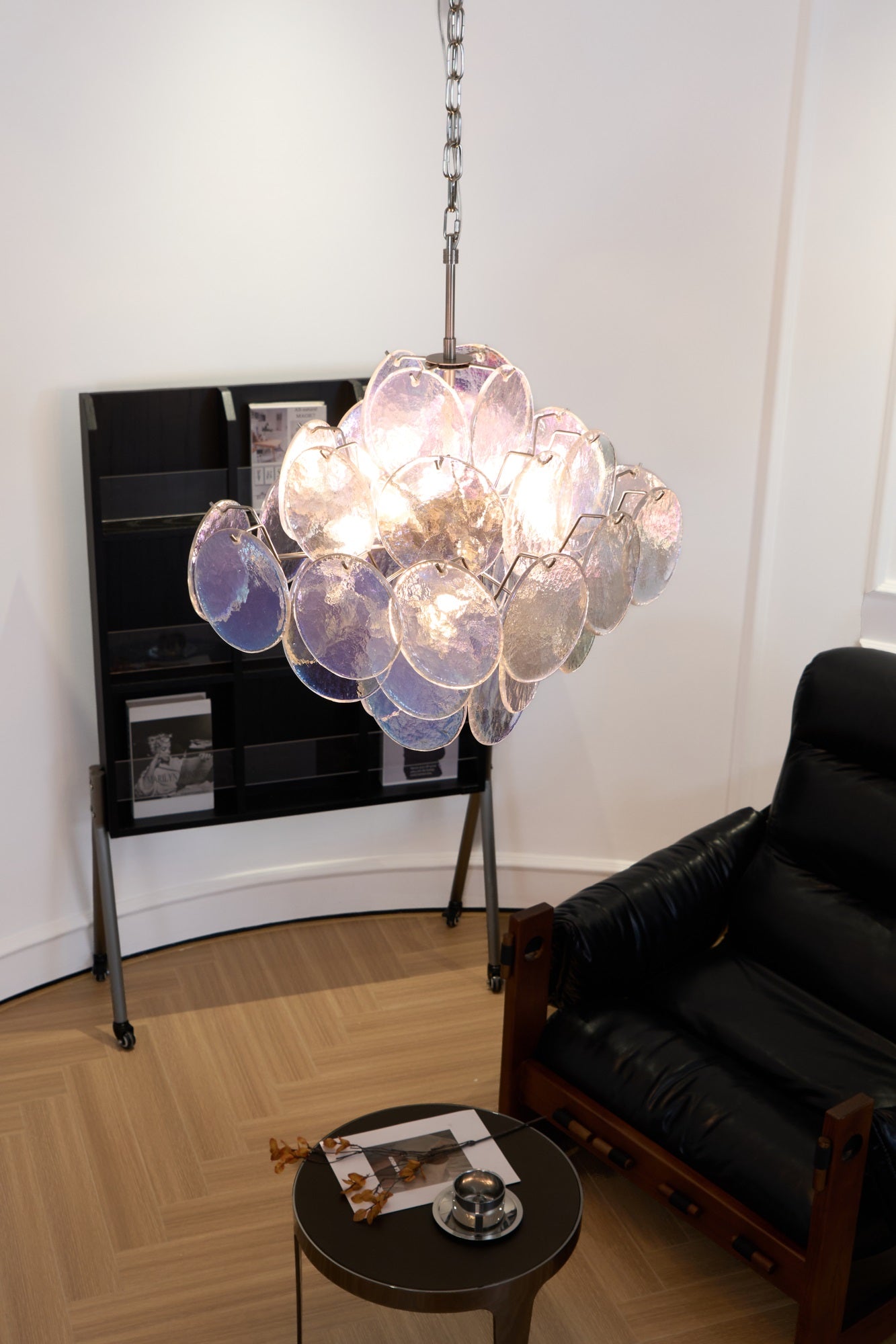 Aurelia Iridescent Glass Chandelier - Elegant Design with Adjustable H