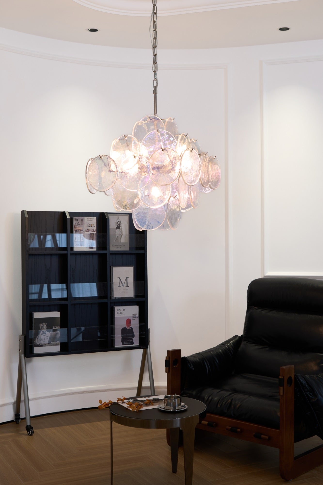 Aurelia Iridescent Glass Chandelier - Elegant Design with Adjustable H