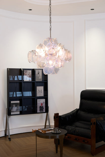 Aurelia Iridescent Glass Chandelier - Elegant Design with Adjustable H