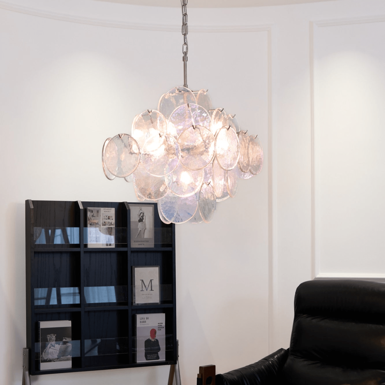 Aurelia Iridescent Glass Chandelier - Elegant Design with Adjustable H