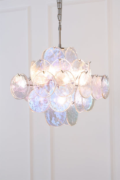 Aurelia Iridescent Glass Chandelier - Elegant Design with Adjustable H