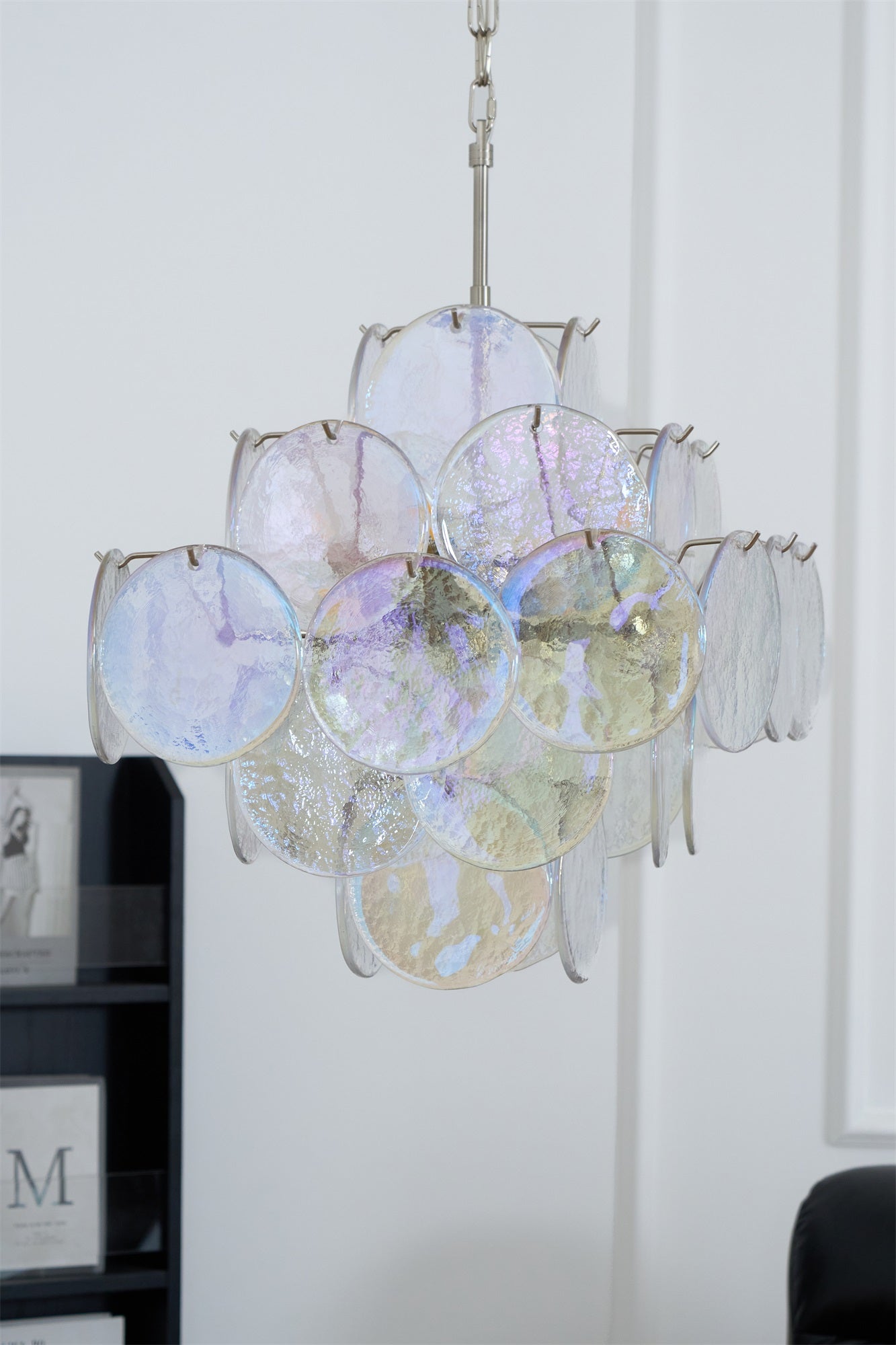 Aurelia Iridescent Glass Chandelier - Elegant Design with Adjustable H