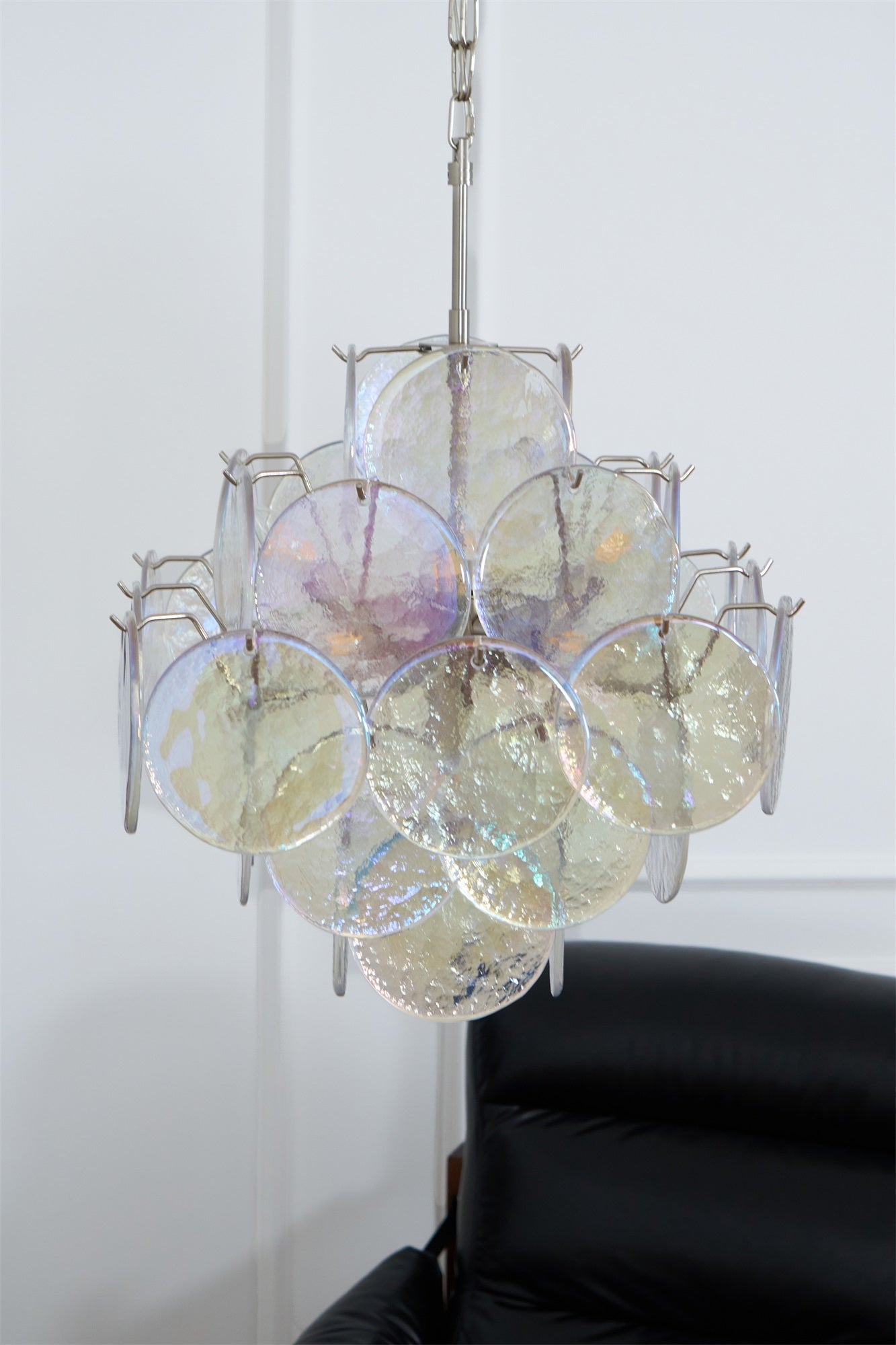 Aurelia Iridescent Glass Chandelier - Elegant Design with Adjustable H