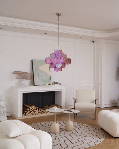 Aurelia Pink Glass Chandelier - Elegant Design with Adjustable Height